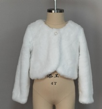 White Fuzzy Cropped Baby Bolero Jacket