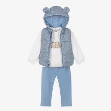 Blue Trouser Set With Puffer Gilet