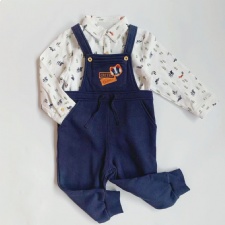 Boys Long-sleeve Printed Overalls Set