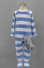 Blue-grey Striped Footed Baby Romper